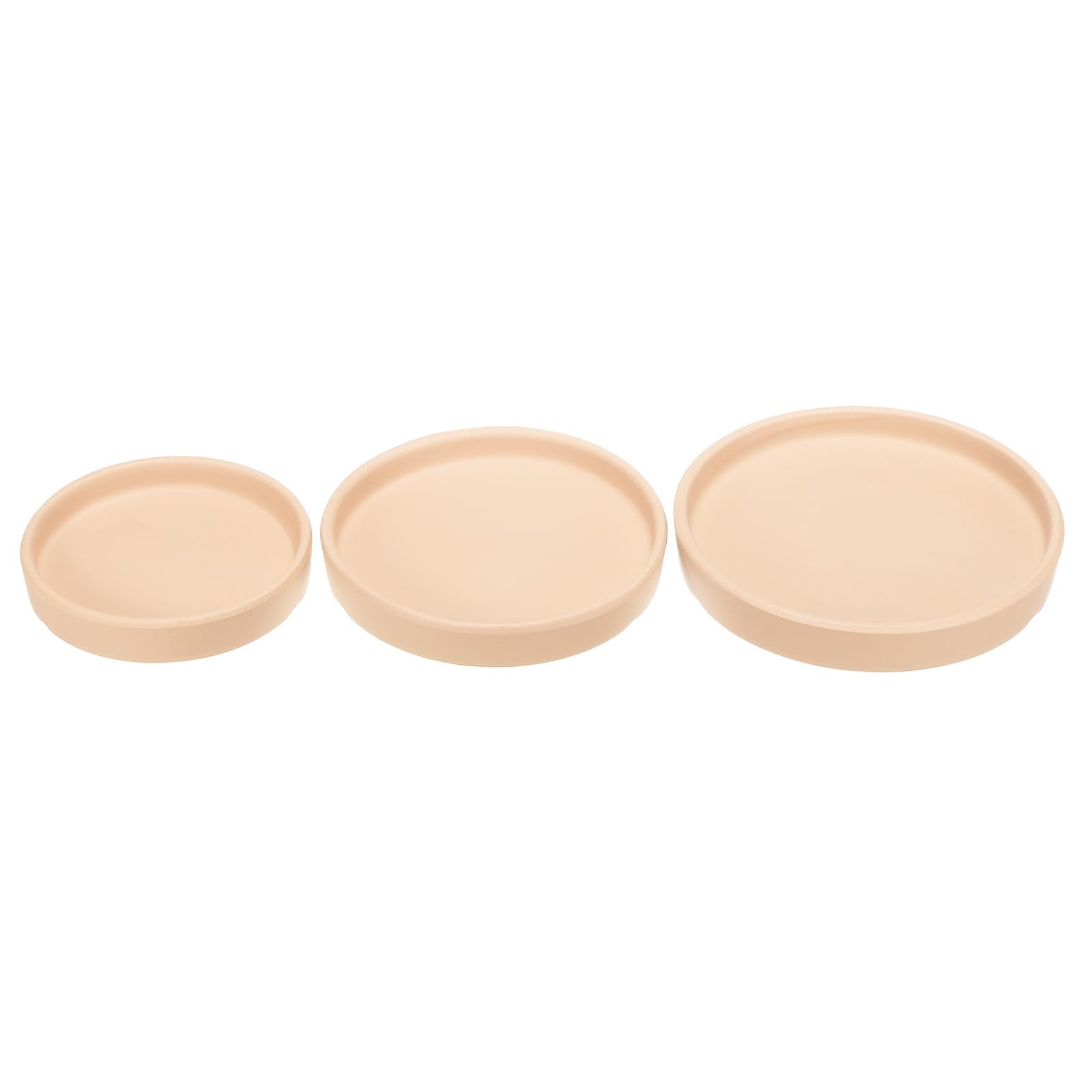 M METERXITY 3 Pack Planter Saucers - Ceramic Plant Tray Flower Pot Drip Trays Round Apply to Outdoor/Garden (4/5/6inch, Ecru)