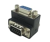 CERRXIAN 90 Degree DB9 9 Pin Male to Female Extension Cable Converter Adapter Coupler