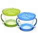 Munchkin Happy Snacker Toddler Cups and Snack Containers - 7oz Any Angle Weighted Straw Trainer Cup and 9oz Snack Catchers, Green/Blue