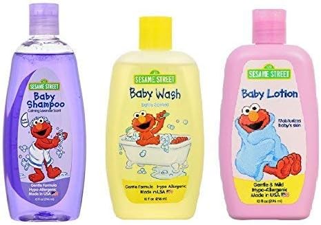 Sesame Street ELMO Bathing Set, Lavender Shampoo, Hypo-Allergenic Body Wash, Moisturizing Lotion 10 FL OZ Each