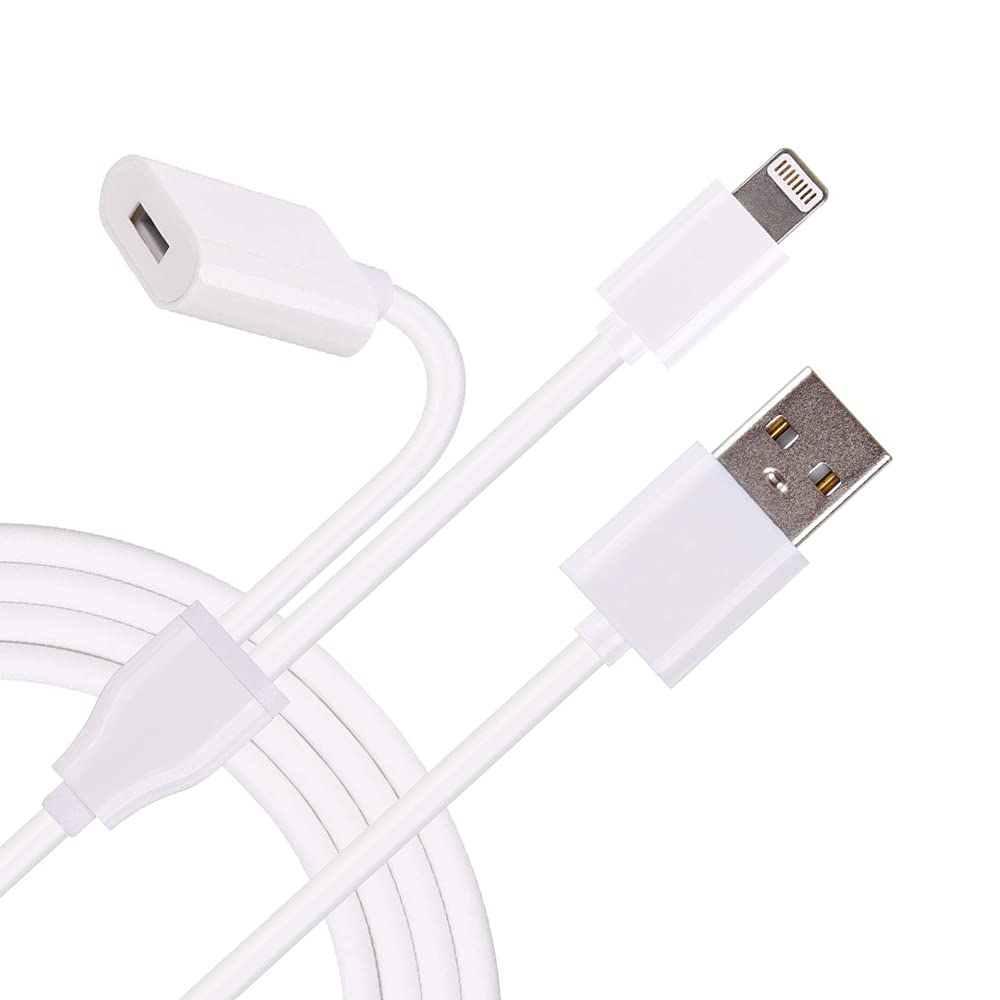 Male to Female Flexible Connector 2in1 Charging Cable, [Apple MFi Certified] Charger Adapter for Apple Pencil Adapter, Also USB Charger/Data Cable for iPhone and iPad Pro Accessories (3.3ft, White)