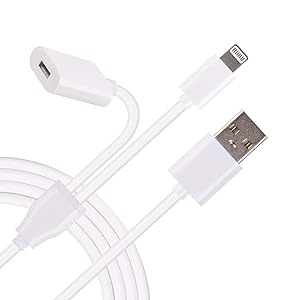Male to Female Flexible Connector 2in1 Charging Cable, [Apple MFi Certified] Charger Adapter for Apple Pencil Adapter, Also USB Charger/Data Cable for iPhone and iPad Pro Accessories (3.3ft, White)