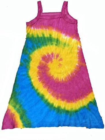 Groovy Rainbow Swirl Tie Dye Dress 1 Size Fits Most 100% Cotton Girls Hippie