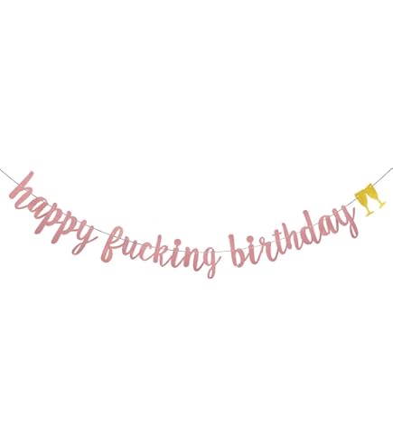"It's My Fucking Birthday" Banner – Goldglitzernd & Vorgefädelt, Sofort Aufhängbar