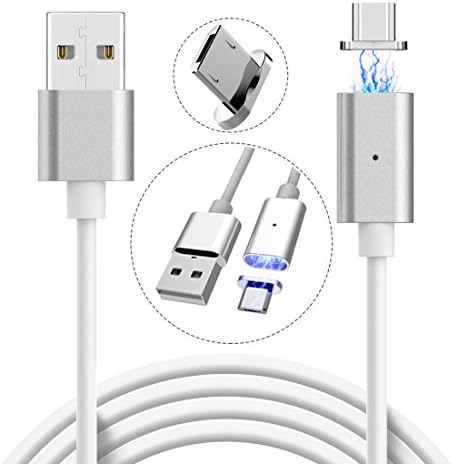Magnetic Charging Cable for Micro, Android USB Magnet Charger Samsung Charge Cord Accessories For Samsung Galaxy HTC Xiaomi Huawei Oneplus Meizu Google Sony etc (Silver)