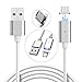 Magnetic Charging Cable for Micro, Android USB Magnet Charger Samsung Charge Cord Accessories For Samsung Galaxy HTC Xiaomi Huawei Oneplus Meizu Google Sony etc (Silver)