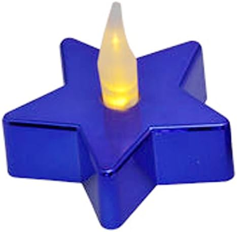 Luminessence Battery-Operated Flameless LED Metallic Star Tealights - Flickering Effect (2-Pack) (Blue)