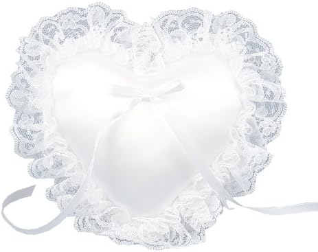 Hortense B. Hewitt Wedding Accessories, Ring Bearer Pillow, White Heart, 7-Inches x 7-Inches