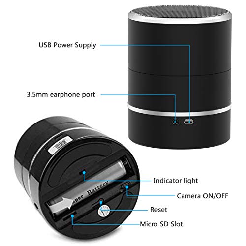 Hidden Camera Speaker Spy Camera PTZ 180° Rotate 1080P WiFi HD