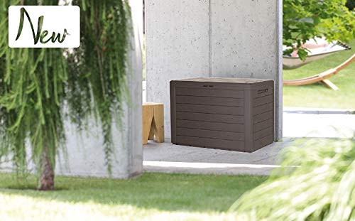 rg-vertrieb Gartenbox Auflagenbox 190L Truhe Box Gartentruhe Holz-Optik Woode Kissenbox Gartenkasten (Umbra) – Bild 4