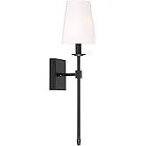 Kira Home Torche 20" Wall Sconce/Wall Light + Linen Shade, Oil-Rubbed Bronze Finish