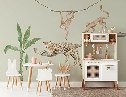 Leopard Oasis Wall Decal Set Kids Removeable for Children's Bedroom Nursery Novelty Stickers