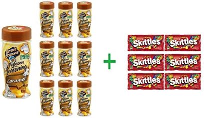 Kernel Season's Caramel Popcorn Seasoning 3 OZ (Pack of 10) + (6 Pack of Skittles 2.17oz)
