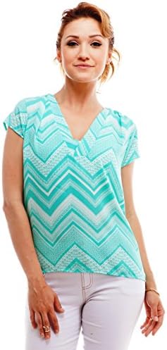 Vitamina USA Chevron Print Top #ST6515A (L, Mint)