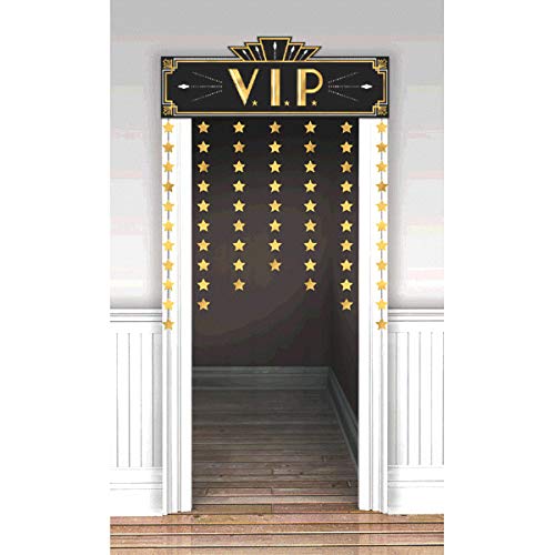 Movie Night Hollywood Themed Party "Lights Camera Action" Star Studded Door Decoration, Foil, 48" X 36"