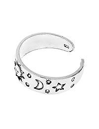 Anillo de plata 925 para dedo meñique o del pie con cielo, sol, luna y estrella