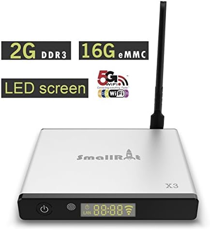 SmallRocket X3 Android 6.0 Box Powered by Amlogic S905X Quad Core with 2GB RAM 16GB eMMC with LED Display Enhanced Signal Antenna Bluetooth 4.0