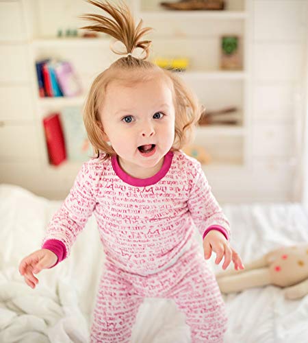 Burt's Bees Baby Baby Girls' Pajamas, Tee and Pant 2-Piece PJ Set, 100% Organic Cotton, Blue Ditsy Floral, 3T