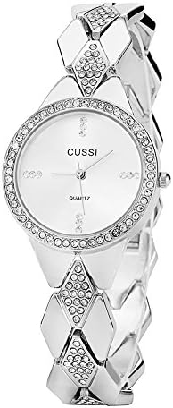 Ladies Crystal Bracelet Dress Wrist Watch for Women - Female Silver