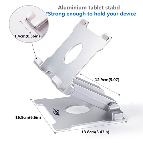 Tablet Stand Holder, Kabcon Multi-angle Adjustable Aluminum Tablets Holder for Microsoft Surface Pro Pro1 Pro2 Pro3 Pro4 , 6-12in iPad, Air, Mac & Kindle, Mount for Home, Office & Countertop Silver ...