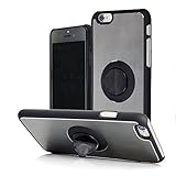 Gwee Button Phone Case with Built-in Kickstand and Integrated Antimicrobial Screen Cleaner for iPhone 6, Silver