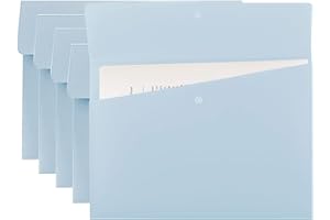 VANRA Poly File Folders Letter Size File Jackets Organizer Plastic Envelope A4 Flat Document Holder with Snap Button Closure (Pastel Blue, Pack of 5)