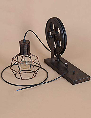 Gweat Wandlampen in Industriële stijl, loft-stijl, creatieve retro gangverlichting, wiel met riem, E27-fitting - Afbeelding 7