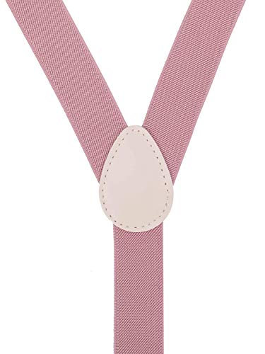 ORSKY Groomsmens' Suspenders Adjustable Y Back with Linen Bow Tie Set 47 Inches Dusty Blush - Thumbnail 2
