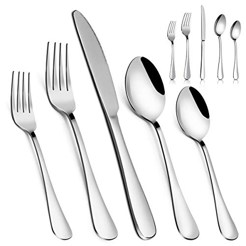 Silverware Set，MASSUGAR 40Piece Silverware Flatware Cutlery Set