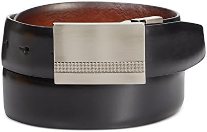 Ryan Seacrest Distinction Men's Milled Grain Plaque Reversible Belt (36, Black/Brown)