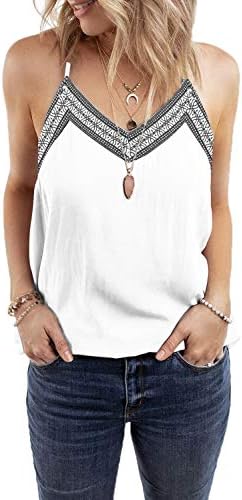 BLENCOT Women's V Neck Strappy Embroidery Tank Tops Loose Casual Sleeveless Shirts Blouses 1 BLENCOT Women's V Neck Strappy Embroidery Tank Tops Loose Casual Sleeveless Shirts Blouses