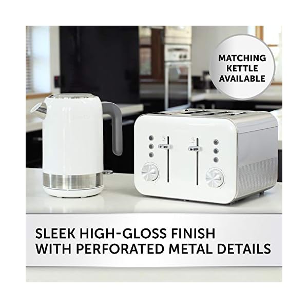 Breville VTT687 High Gloss Toaster, 4 Slice, with Variable Browning and High Lift, White