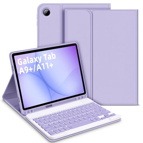Capa com Teclado para Samsung Galaxy Tab A11+/A9+ 11", Layout em Português Brasileiro Teclado com Capa para Galaxy Tab A11 Plus 2025/ Tab A9 Plus 2023 11 Polegadas SM-X230/X236/X210/X215/X216, Roxo