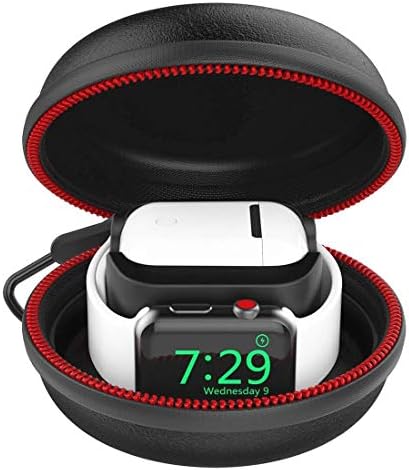 CFX Charging Docking 2 In 1 Compatible with Airpods Stand, Storage Carrying Station Holder Compatible with Airpods, Watch Series 4 3 2 1 Travel Case (Black)