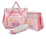 Baby Bucket Diaper Bag/Baby/Mummy/Handbag 4Pcs Mummy Tote Baby Nappy Diaper Changing Bags Sets (Dark Pink)