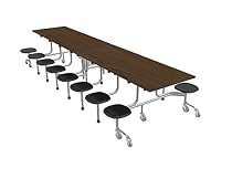 Palmer Hamilton 60T11293012-S16-KMWS Model 60T Mobile Folding Table with 16 Stools, Torsion Lift, Silver Frame, 29'' Height, 30'' Width, 144'' Length, Montana Walnut, Black Trim