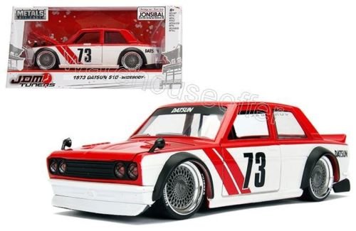 BRAND NEW DIECAST 1:24 W/B - METALS - JDM TUNERS - 1973 DATSUN 510 WIDEBODY (RED/WHITE) 99097-MJ BY JADA