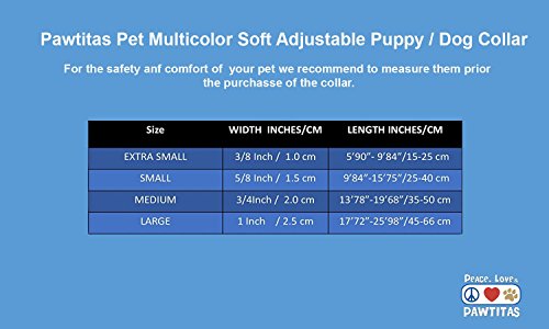 Pawtitas Pet / Puppy Soft Training Adjustable Multicolor Dog Collar Extra Small 3/8 Inch Teal / Pink / Purple