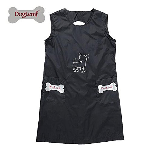 DogLemi Pet Cat Dog Grooming Gown Apron Waterproof Groomer Vest Apron with Front Pocket XL Black