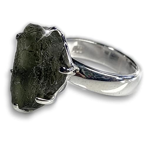 Sterling Silver Moldavite Ring High Energy Vibration
