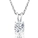 DovEggs Platinum Plated Silver 2ct H-I Color Cushion Cut Moissanite Solitaire Pendant Necklace With COMPLIMENTARY 18