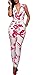 Mr.Seven Womens Sleeveless Deep V-neck Floral Printed Long Pants Jumpsuits Rompers (L, Rose)