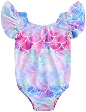 Appoi Swimwear Baby Girl Print Bikini Ruffles Sleeve Swimsuits Bathing Suits for Toddler Girls Beach Wear