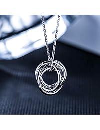 CHICLOVE Four Generations Necklace for Great Grandmother - Sterling Silver Four Circles Generation Necklace Gifts for Great Grandma (Four Generation Necklace)