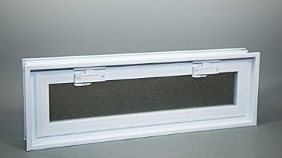 Glass Block Vent - 24"W x 8"H Vinyl Hopper Vent
