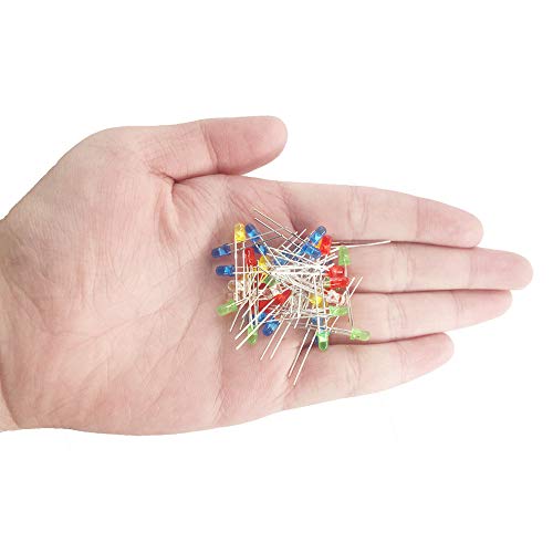 JABINCO 100pcs 3mm LED Light Diodes, Red/Green/Yellow/Blue/White LED Circuit Assorted Kit for Science Project Experiment - Thumbnail 3