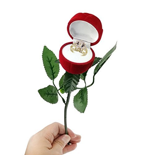 Valentine Day Gifts Red Rose Jewelry Ring Gift Box Case for Ring Earring Romantic Engagement Wedding Ring Earrings 1pc (Design1)