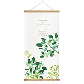 Hanging Poster NO Magnetic Wooden Framed, Green Life Quote Home Wall Canvas Prints Decoration Ready to Hang - 18"x36"
