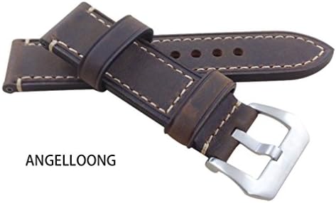 Angelloong Genuine Leather Watch Band 20mm 22mm 24mm Vintage Leather Replacement Wrist Straps Brown for Men Women
