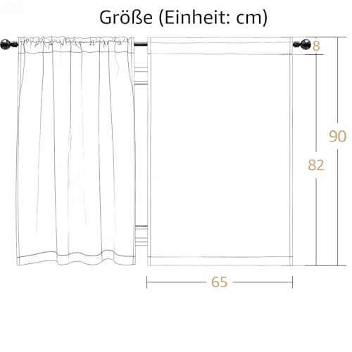 TOPICK Kitchen Curtains with Rod Pocket Bistro Rod Pocket for Living Room Translucent Modern Farmhouse Country Style with Tunnel Linen White Set of 2 65 x 90 cm